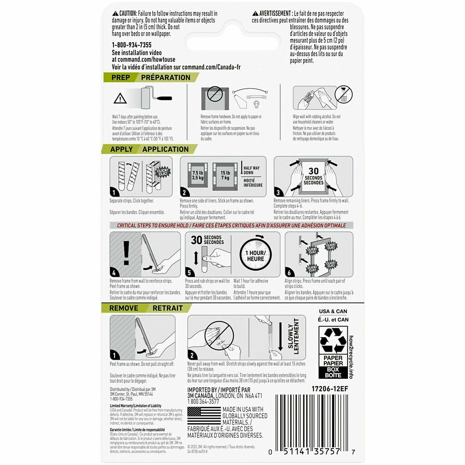 Command Photo Hangers Gallery Wall Pack White Holds 6 Frames