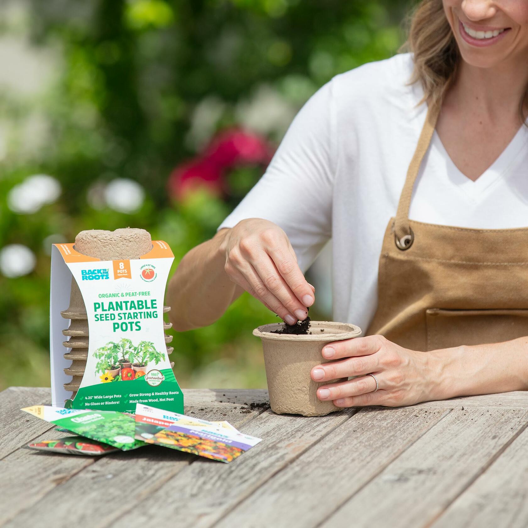 Back to the Roots Organic Plantable Seed Starting Pots 4.25" Wide Brown 8 Ct
