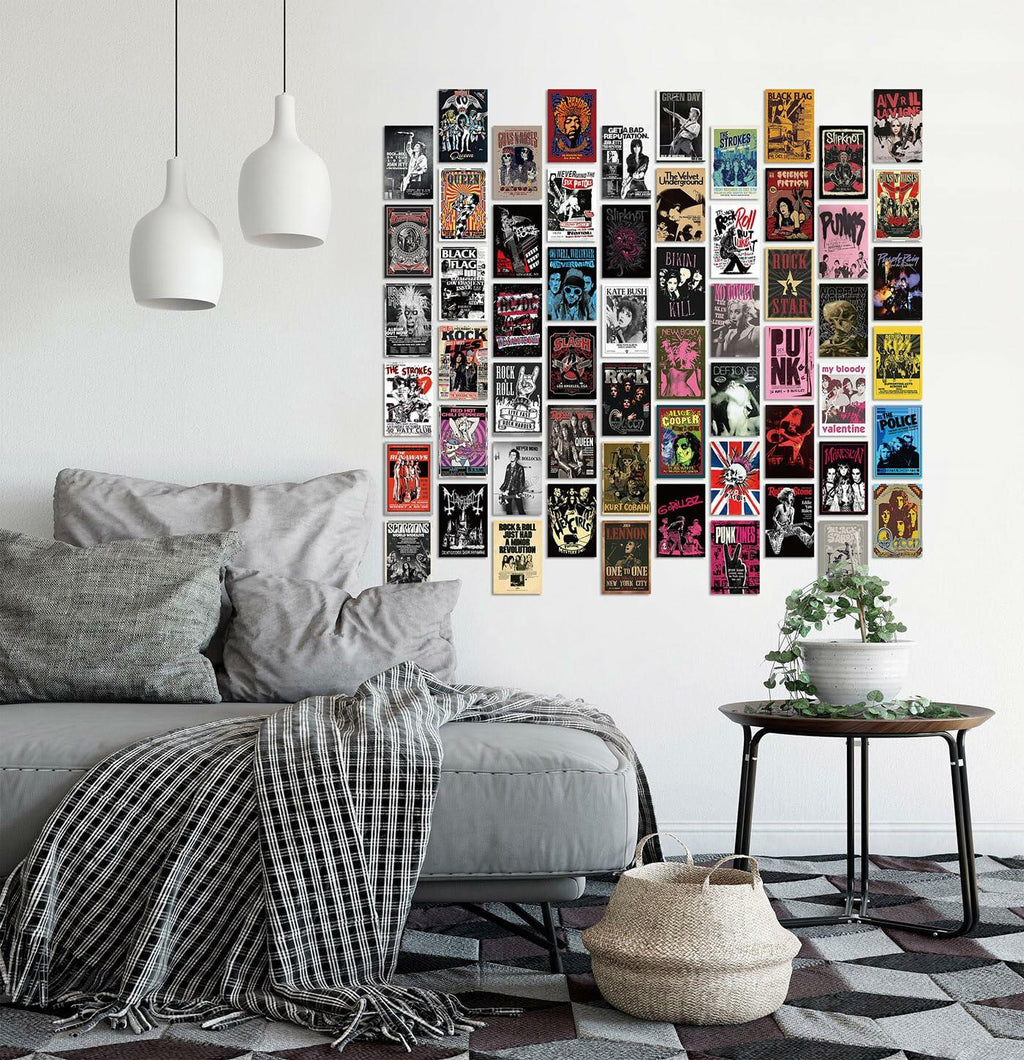 JZHLLOY Punk Hip Hop Rap Wall Collage Kit Retro Black Paper Posters