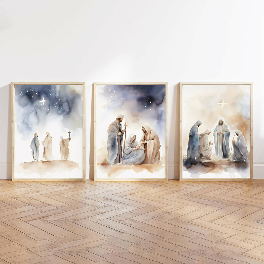 KERAXL Jesus Canvas Wall Art Christian Religious Decor 8x12in Set of 3