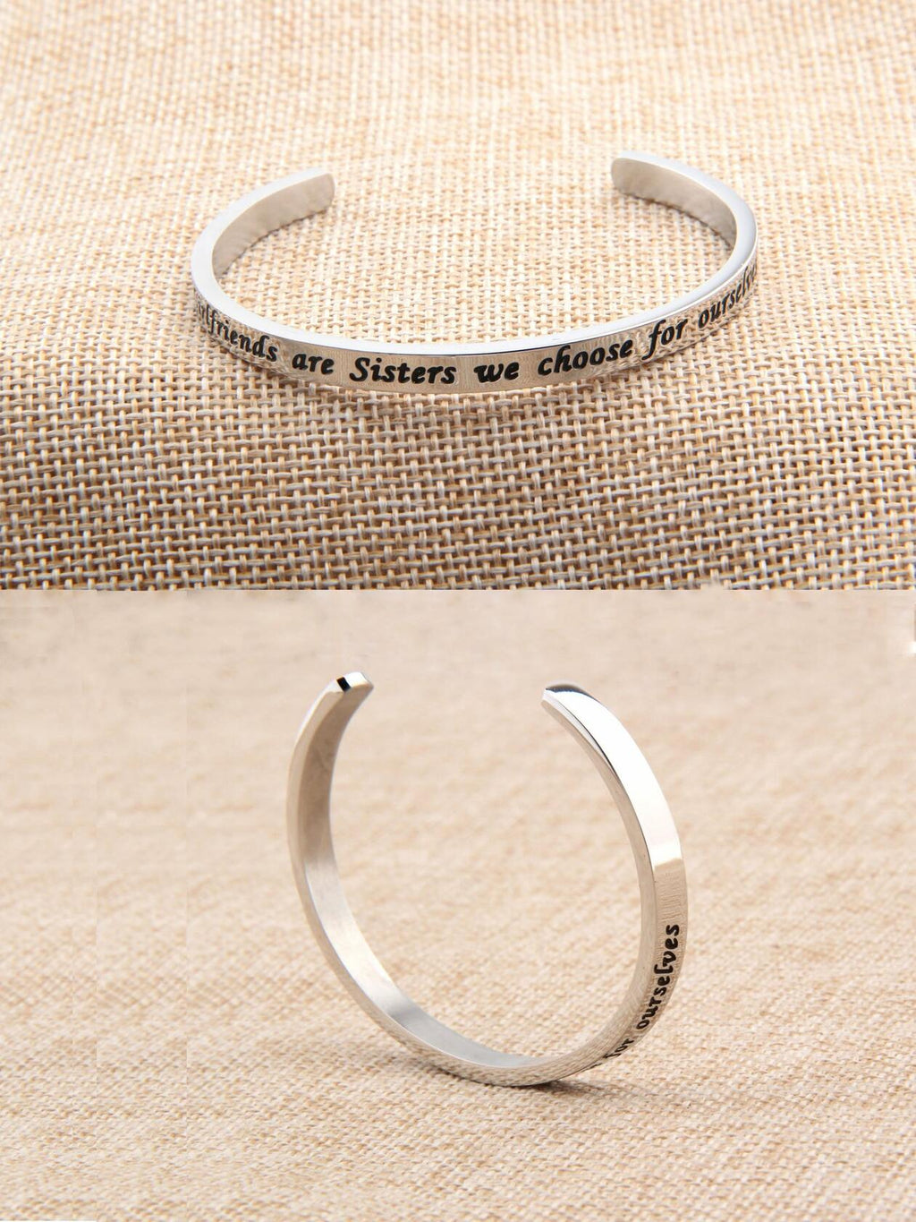 FEELMEM Friendship Cuff Bangle Bracelet Girlfriends Sister Silver