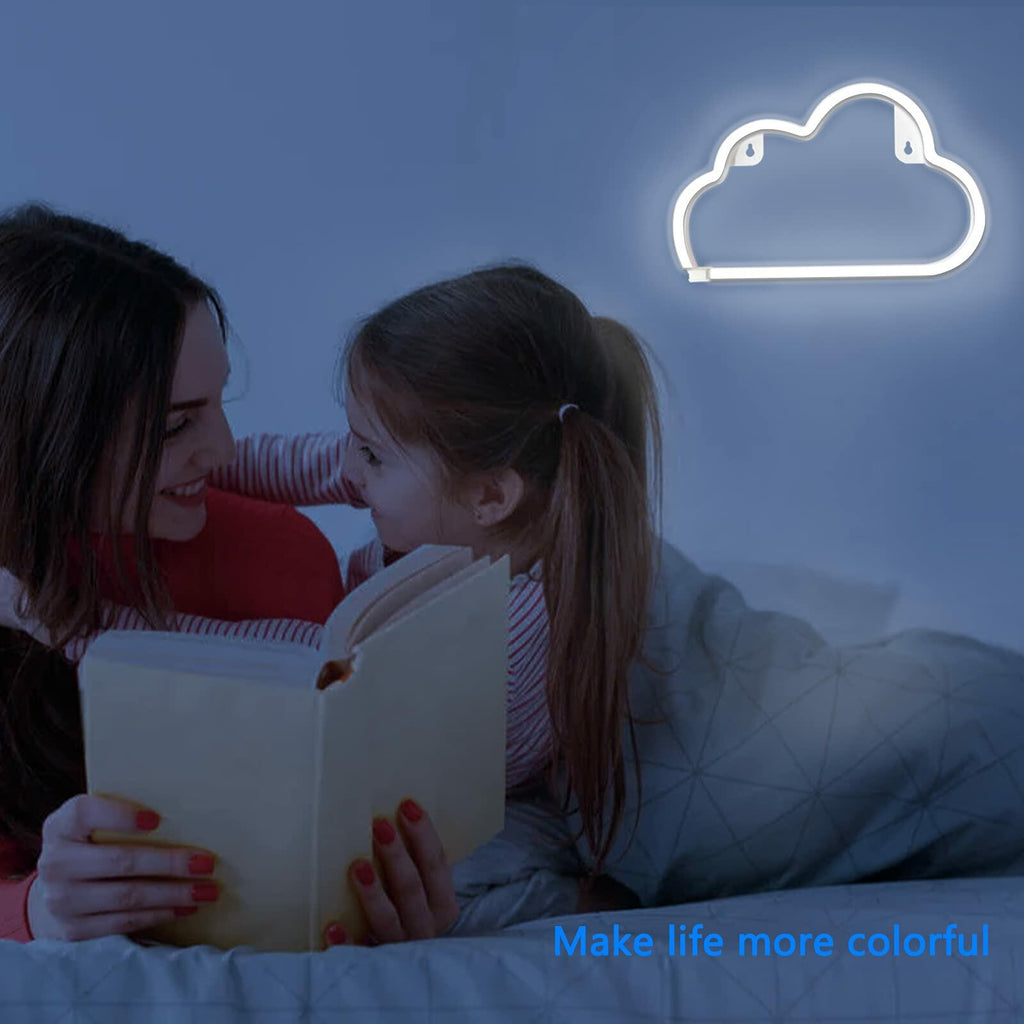 [Like New] BerniceKelly Cloud Neon Signs LED Wall Decor Battery USB Powered White