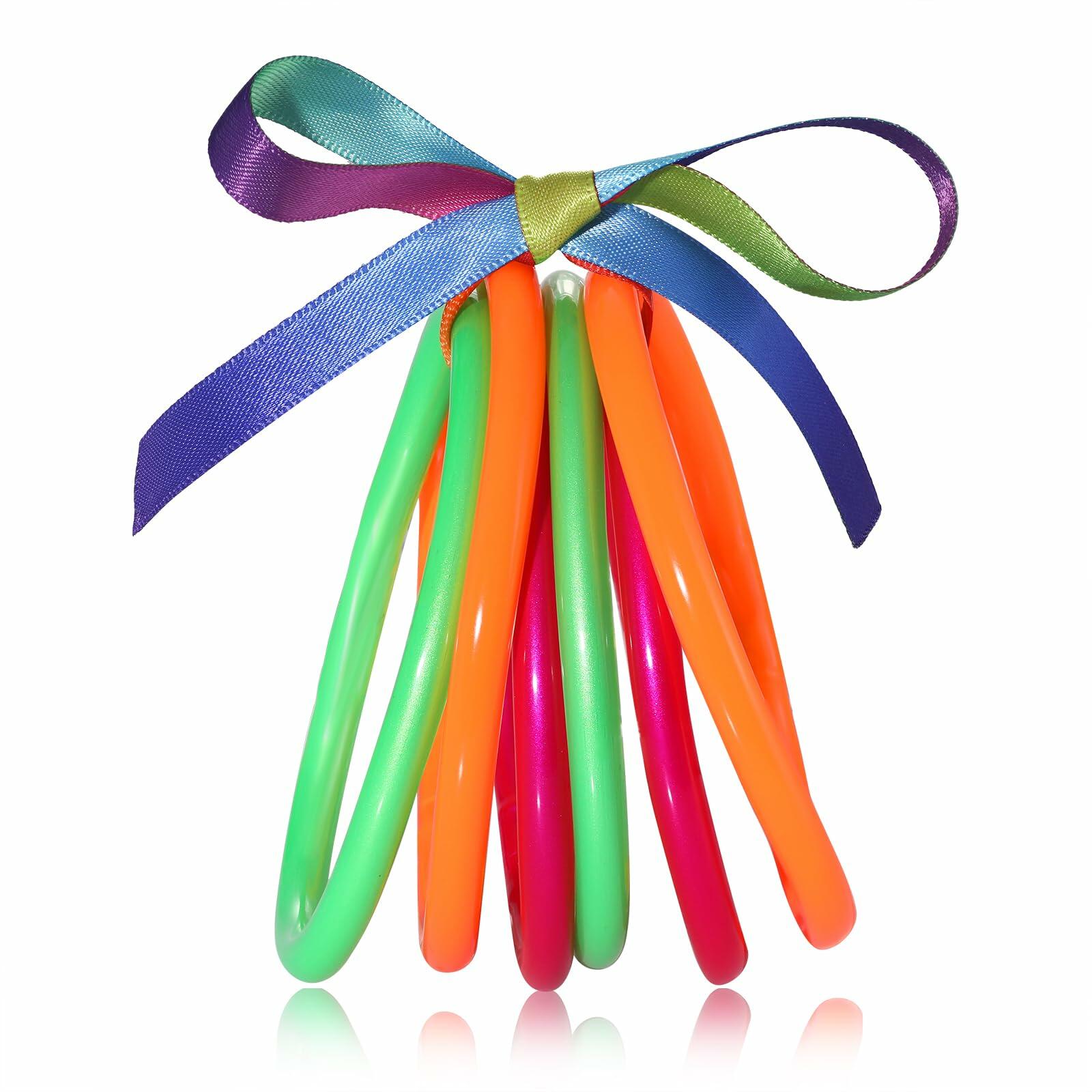 FAERLIIRY Silicone Jelly Bracelet Rainbow Glow Neon Color Lightweight Waterproof