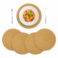 WEAVELYRICS 15" Round Braided Cotton Placemats Brown Set of 4