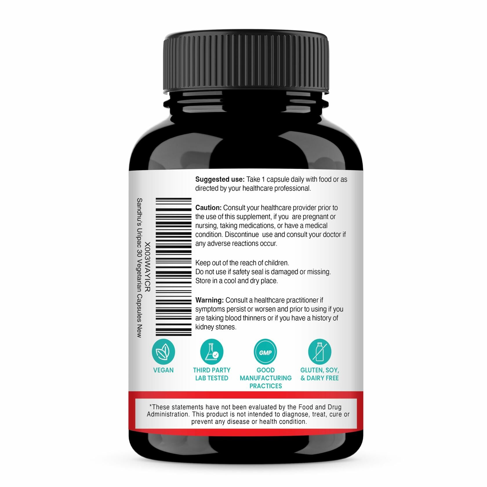 BestBy06/26 Sandhu's Uripac 36mg PACs Cranberry Extract 35 Capsules