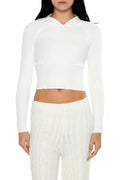 Forever 21 Women's Hooded Raglan Sweater White Size XS
