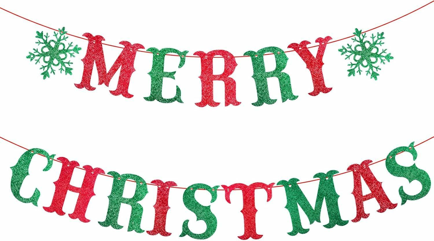 TeePolly Merry Christmas Banner Party Supplies Whoville Xmas Decorations