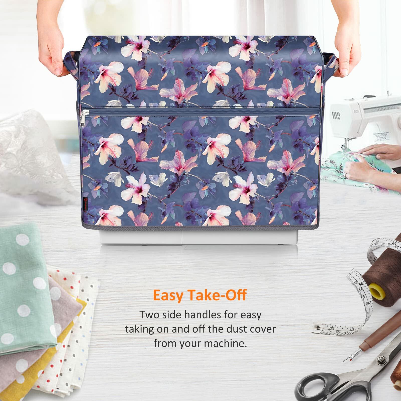 FINPAC Sewing Machine Dust Cover with Pockets for Singer Brother Janome