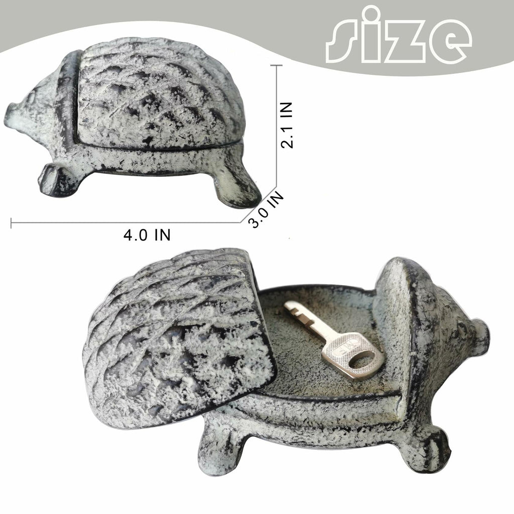BSTWISH Iron Hedgehog Key Hider Outdoor Garden Decoration Gray