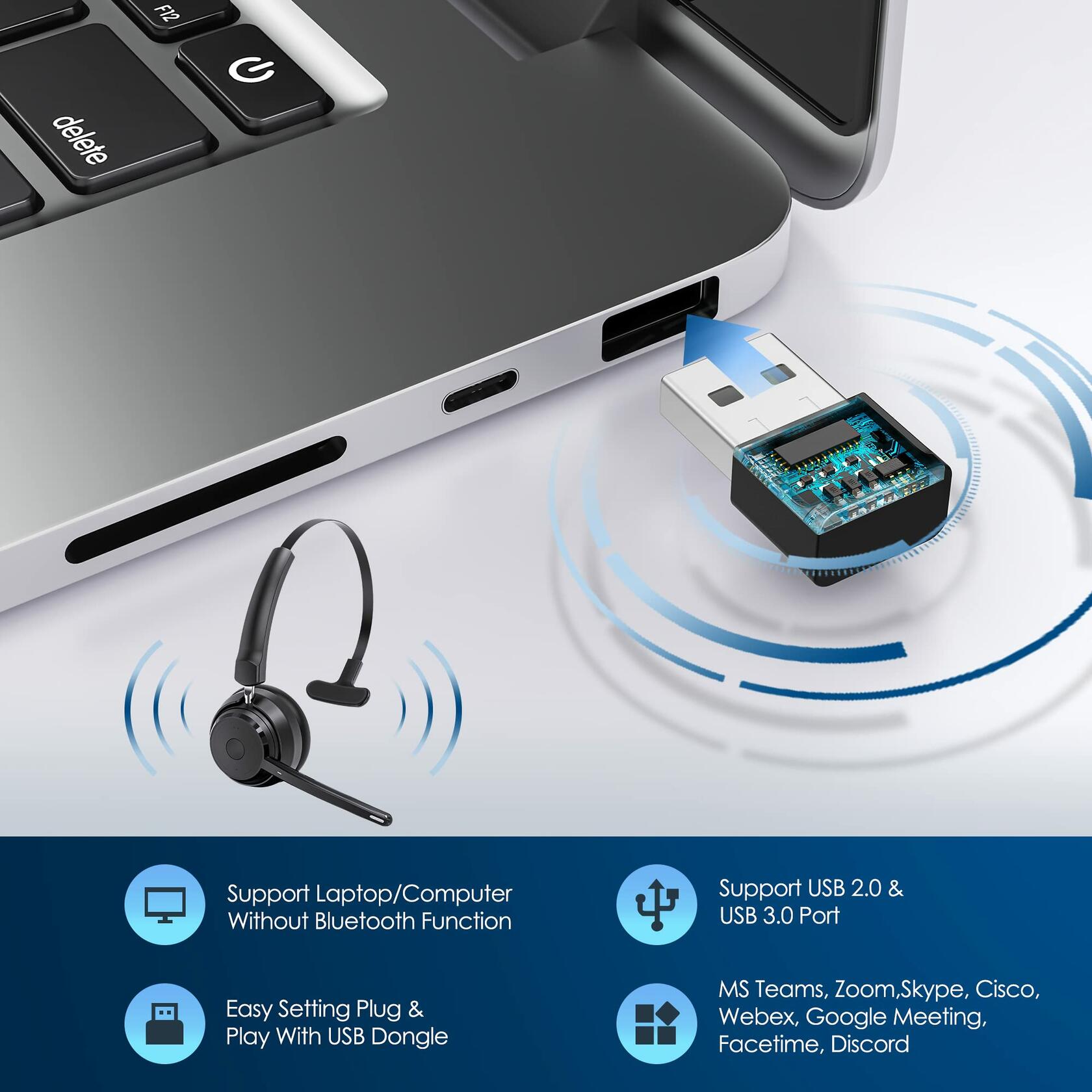 Mopchnic Bluetooth Wireless Headset Black Wireless Headphone