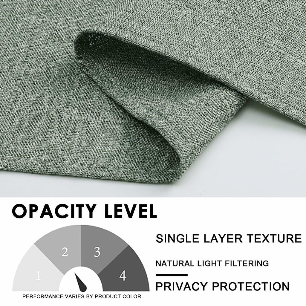 OVZME Green Curtains 40x96in 2 Panels Light Filtering Faux Linen Set