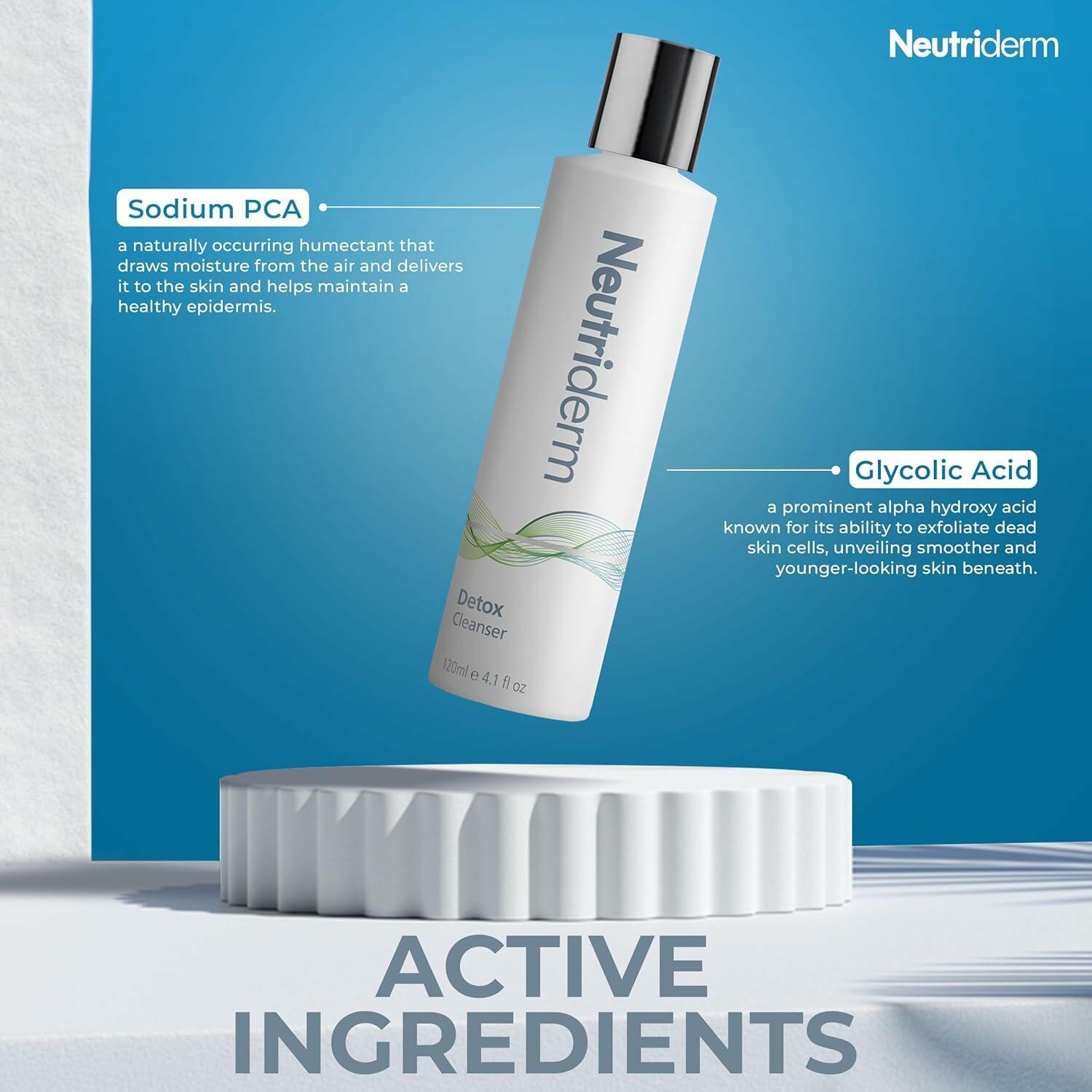 NEUTRIDERM Detox Glycolic Acid Face Wash Exfoliating Cleanser 120mL
