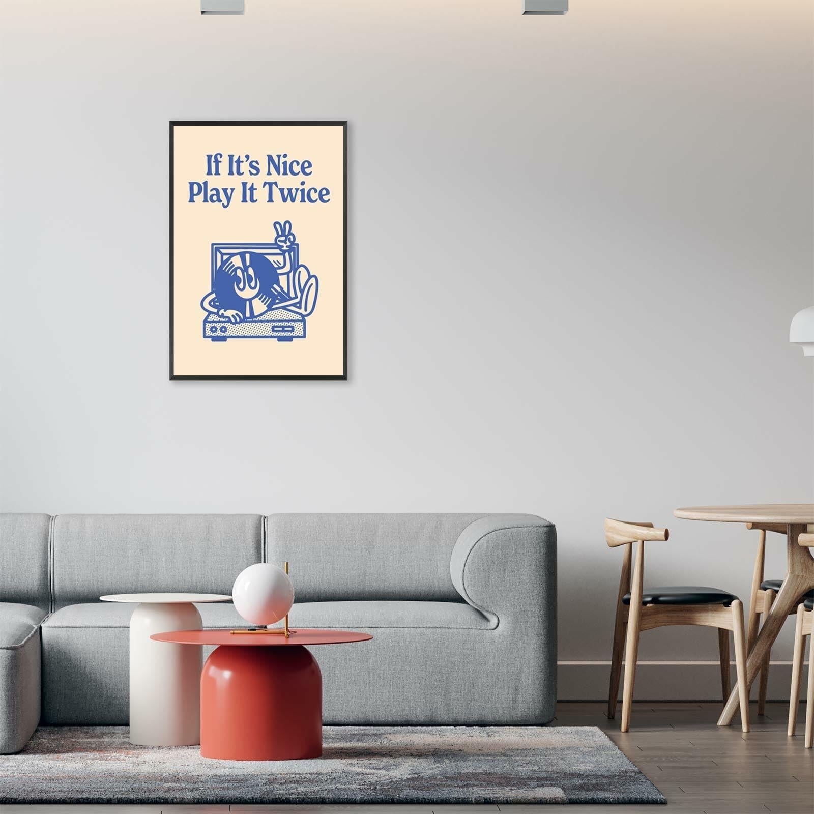 Drimiler Retro Vintage Record Player Canvas Wall Art 12x16in Framed