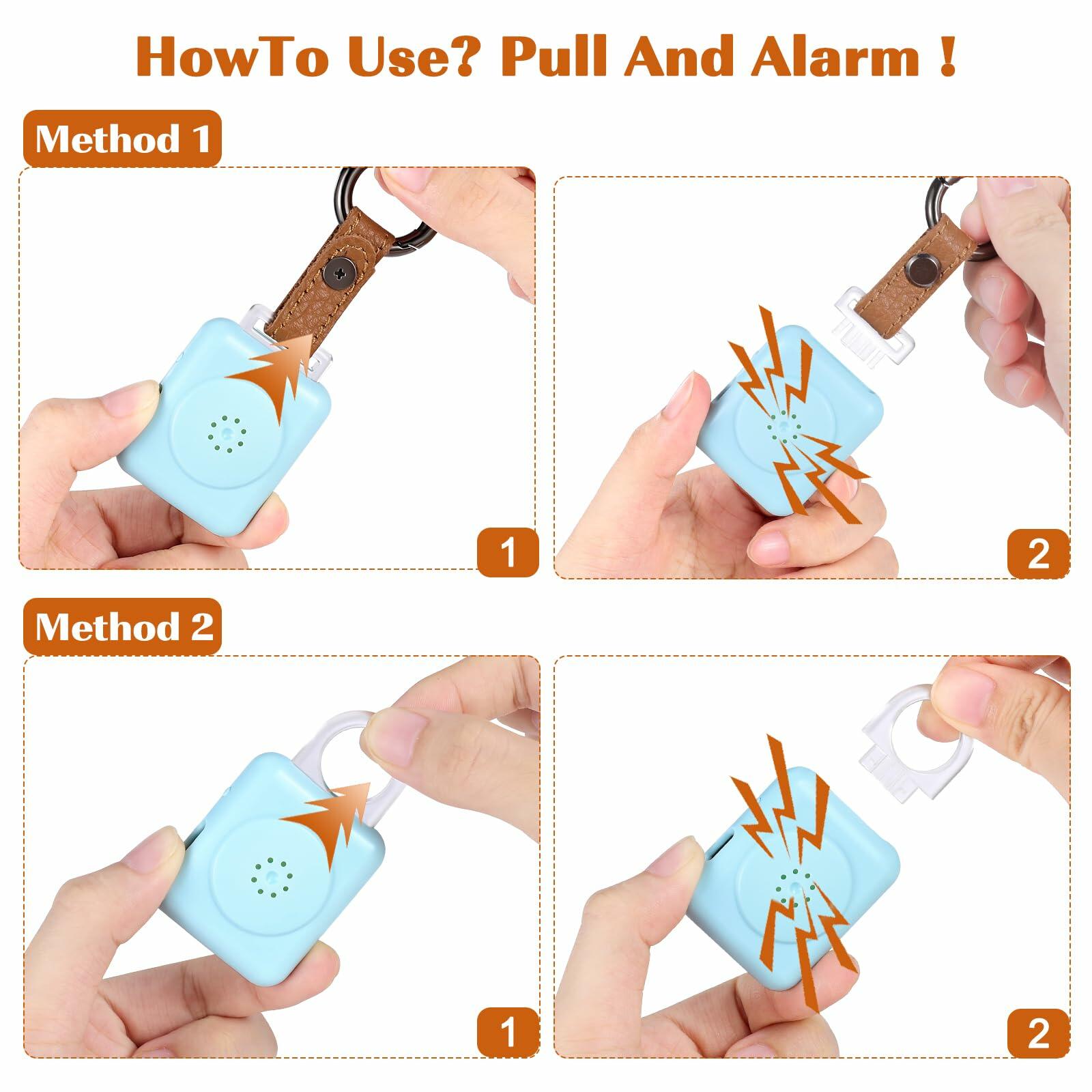 LE Sircut PA01 Leather Personal Alarm Keychain 130dB Rose Gold LED Flashlight