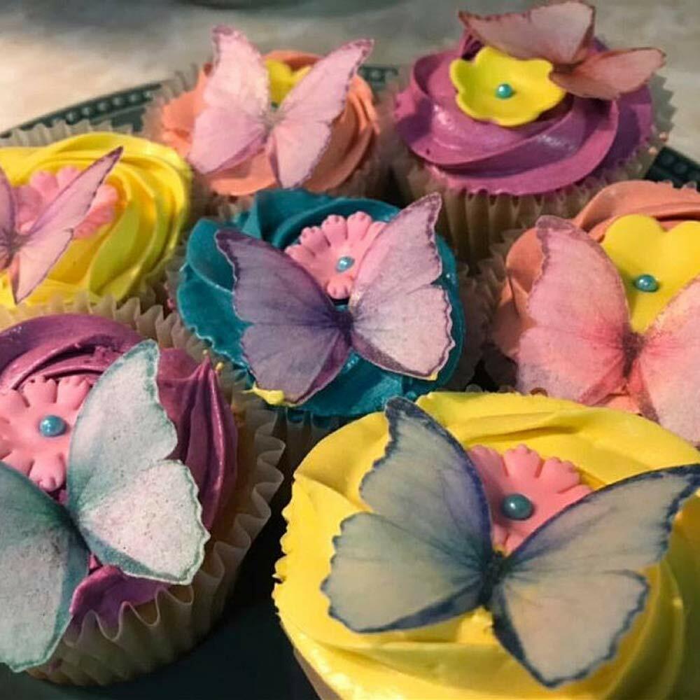 CHOCKACAKE Edible Butterflies Cake Toppers Set of 24 1.77in Multi-Color Paper