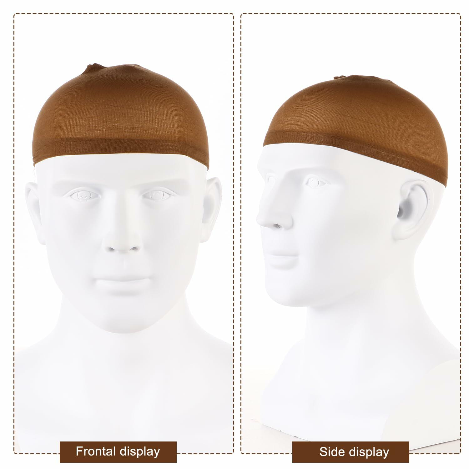 Arcjunys 8Pcs Nylon Stretchy Wig Caps for Women Lace Front Wigs Skin Brown