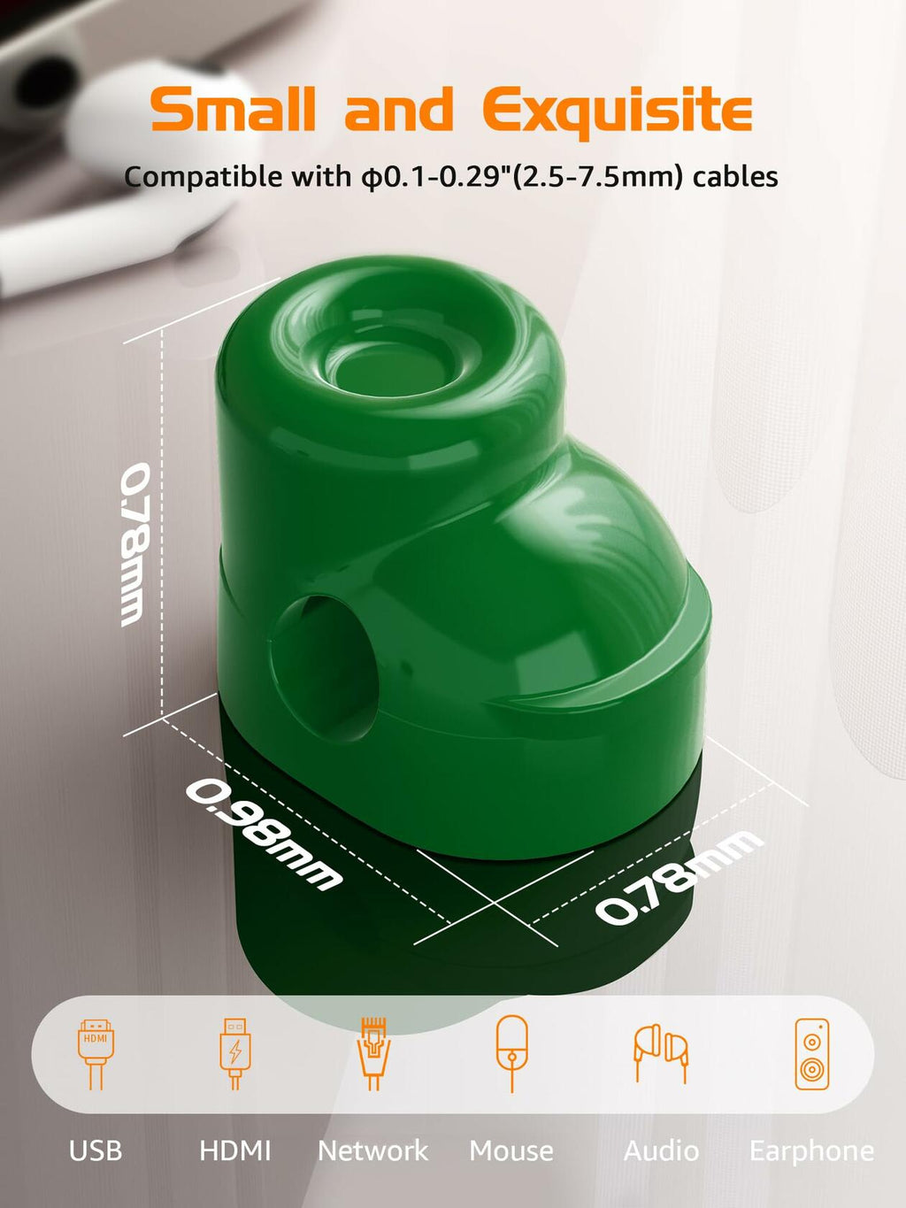 gliship 6 Pack Magnetic Cable Clips Adjustable Cord Holder Green