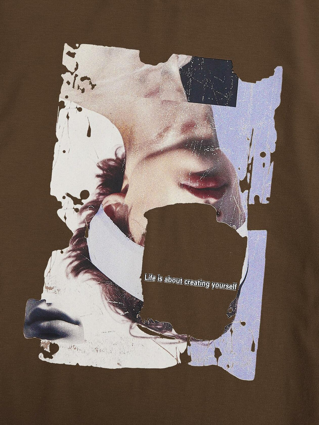 SOLY HUX Men's Graphic Letter Print Short Sleeve T-Shirt Brown Size S