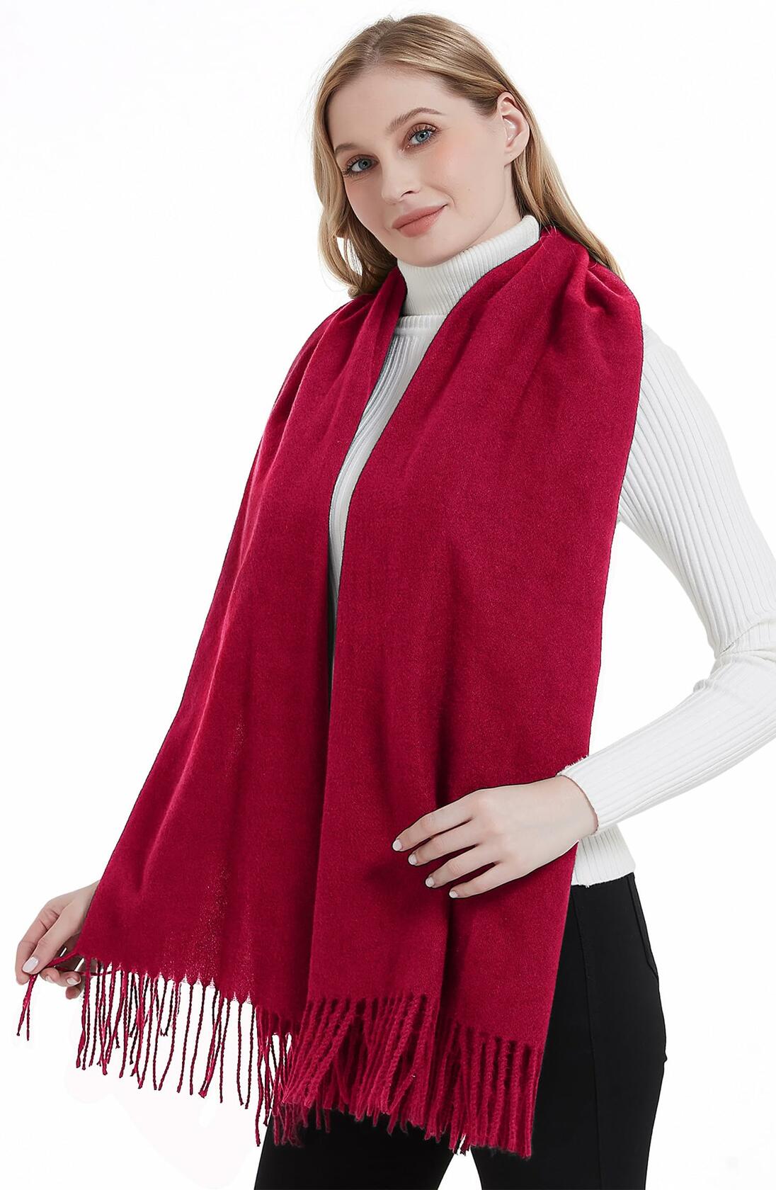 Landisun Winter Pashmina Shawl Scarf for Women Cashmere Green Solid