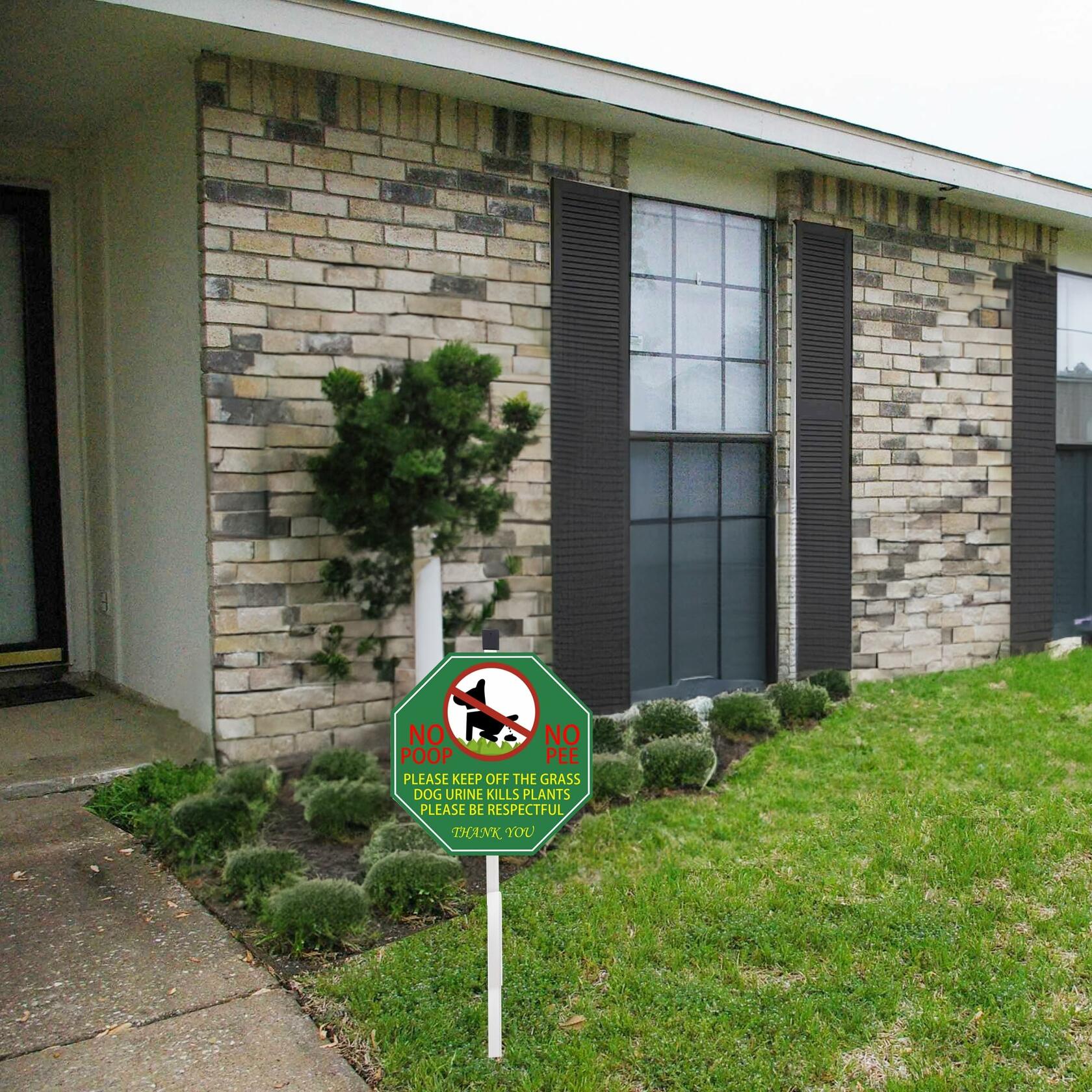 AOOCY All Remind Metal Dog Poop Sign with Stake 10x28in Yard Decor