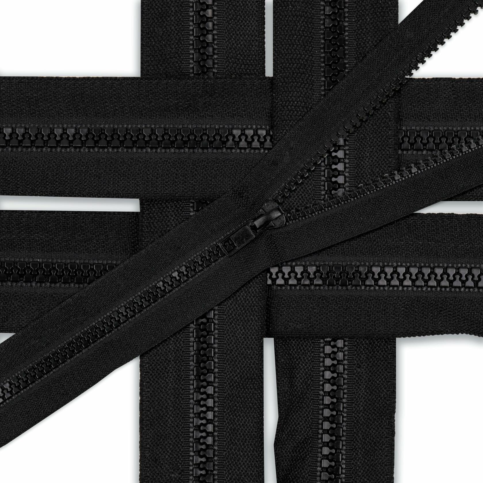 YAKA 4PCS #5 22in Separating Jacket Zippers Black Molded Plastic Size 22in