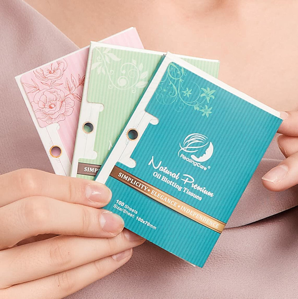 Travel Makeup Mirror with Facial Oil Blotting Sheets 100 Count Rose