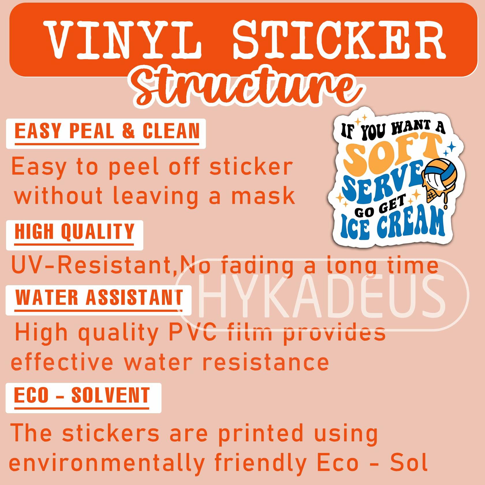 HYKADEUS Funny Volleyball Stickers Motivational Decal 3"x2.9" 3Pcs Vinyl