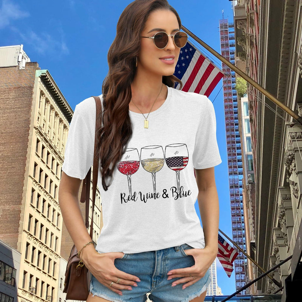 EUOW Women’s American Flag Patriotic T-Shirt 4th of July USA Tee M