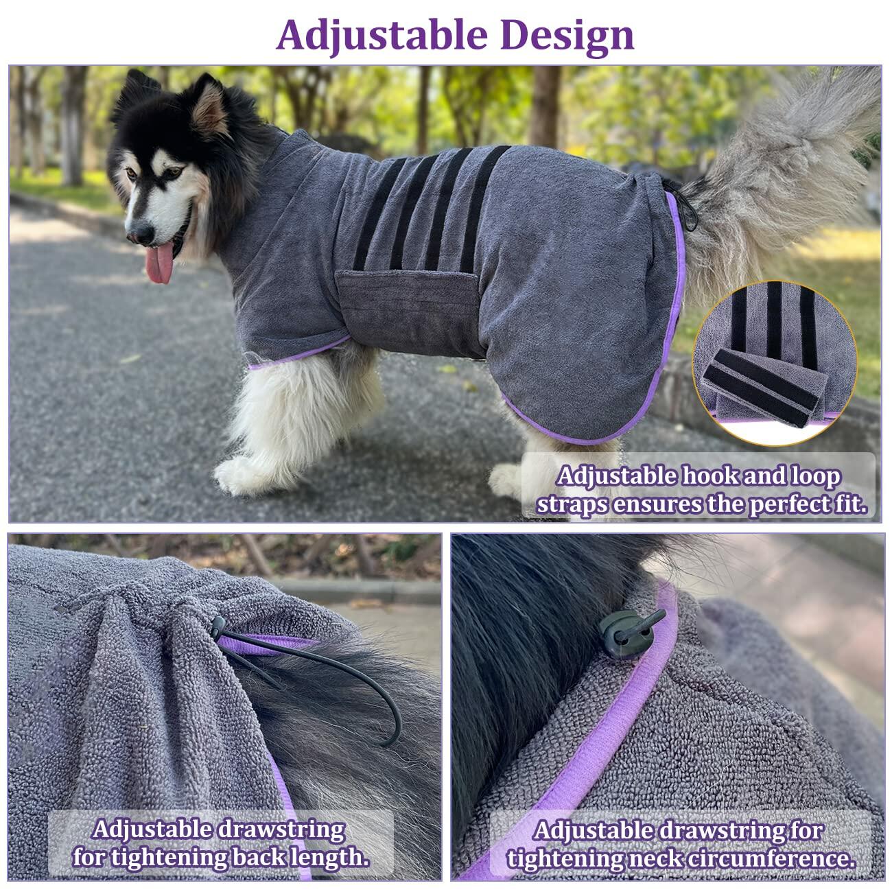 Periflowin Dog Drying Coat Bathrobe Towel Microfiber Blue-1 Size M
