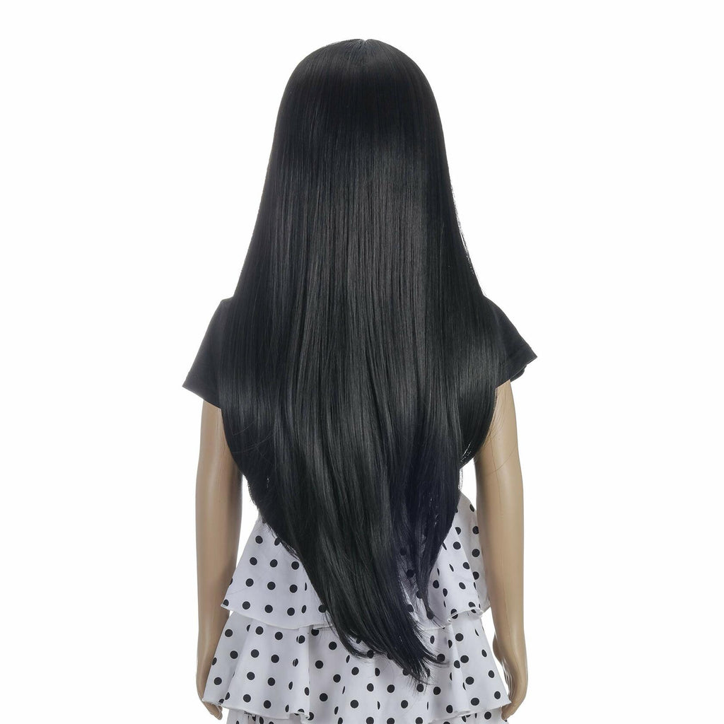 Morticia Long Straight Braided Wig Girls Middle Part Costume Holiday Party