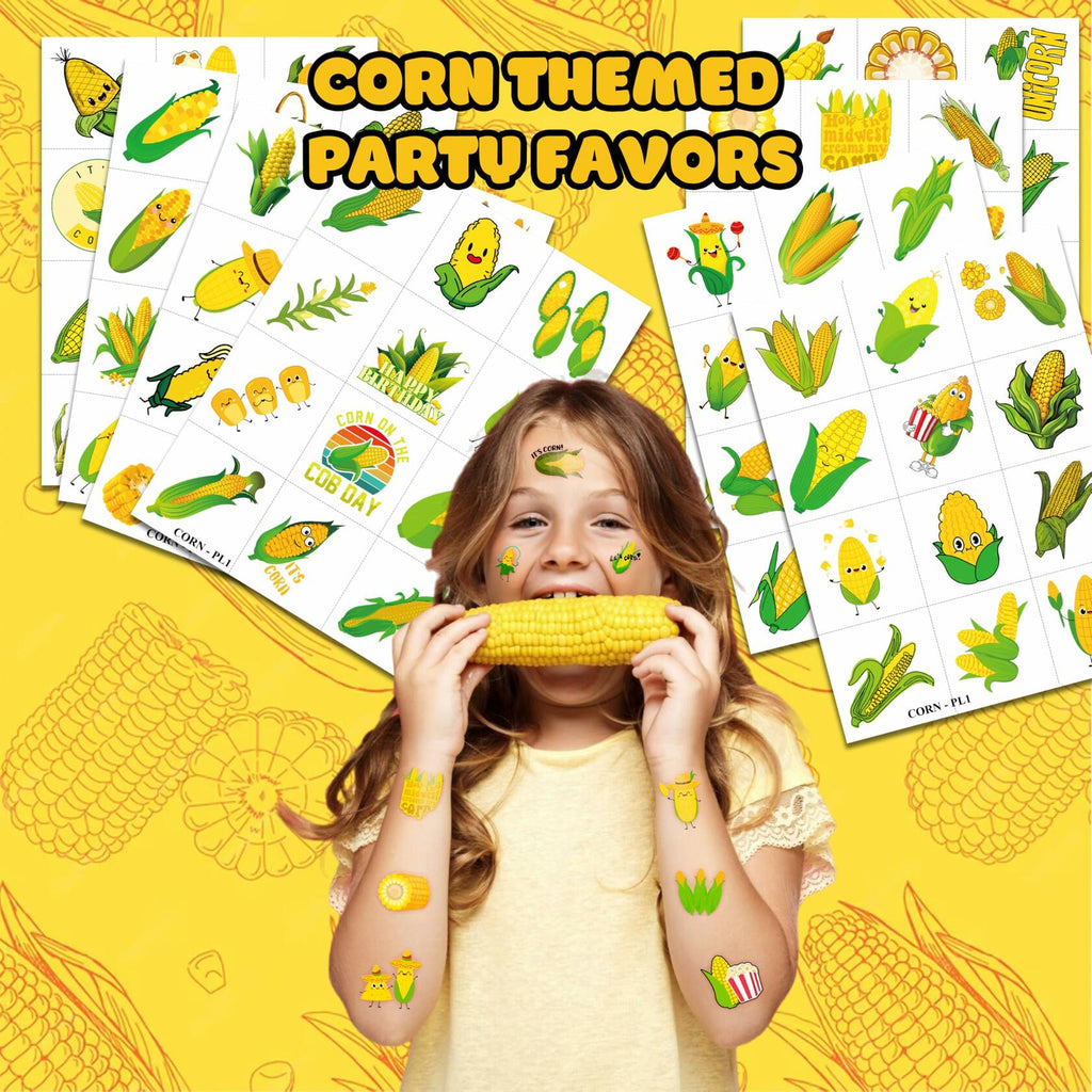 96pcs Corn on the Cob Temporary Tattoos Party Favors Kids Classroom Prizes