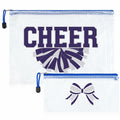 SOIDRAM 2 Pcs Cheer Makeup Bag Zipper Pouch Blue/Silver Plastic