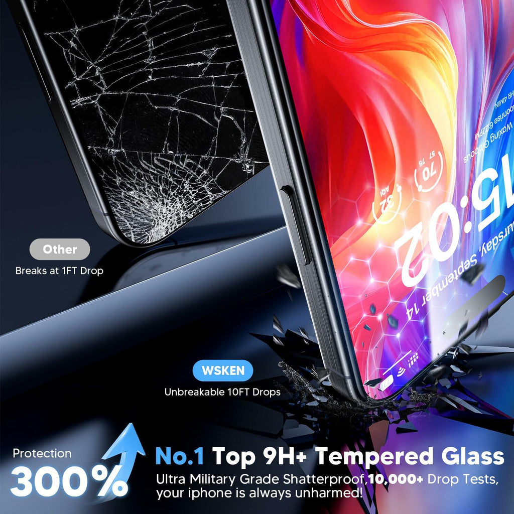 WSKEN iPhone 16 Pro Max Screen Protector 9H Tempered Glass HD 4 Pack Clear