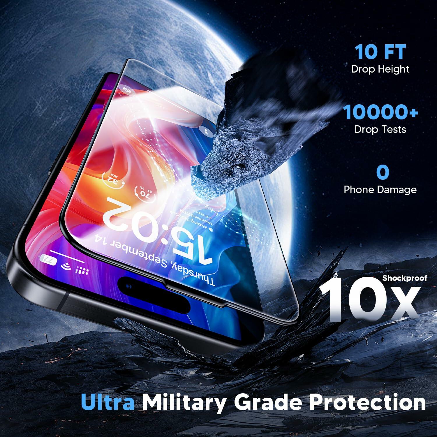 WSKEN iPhone 16 Pro Max Screen Protector 9H Tempered Glass HD 4 Pack Clear