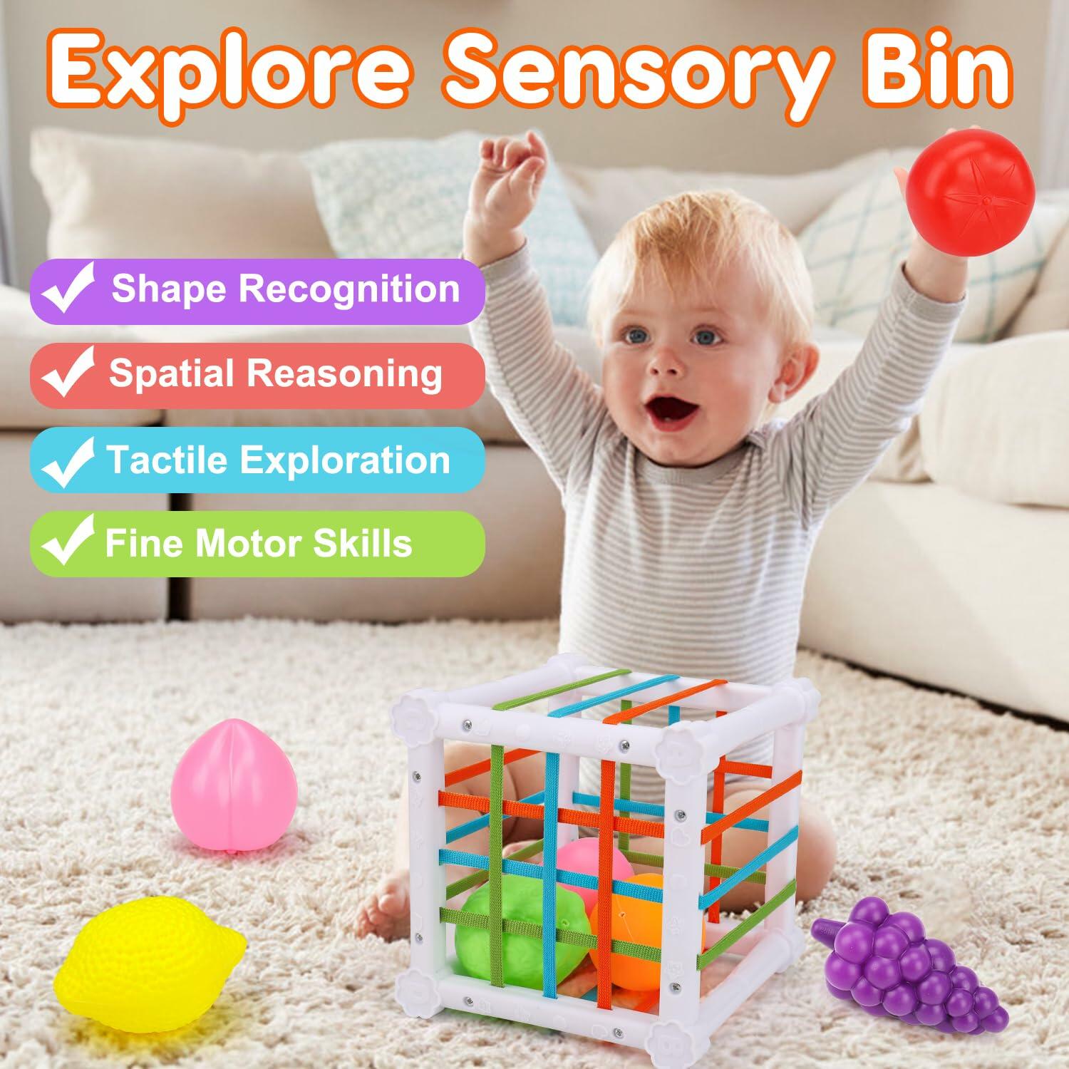 Qirptey Montessori Baby Toys Infant Pull String Stacking Cups Multicolor