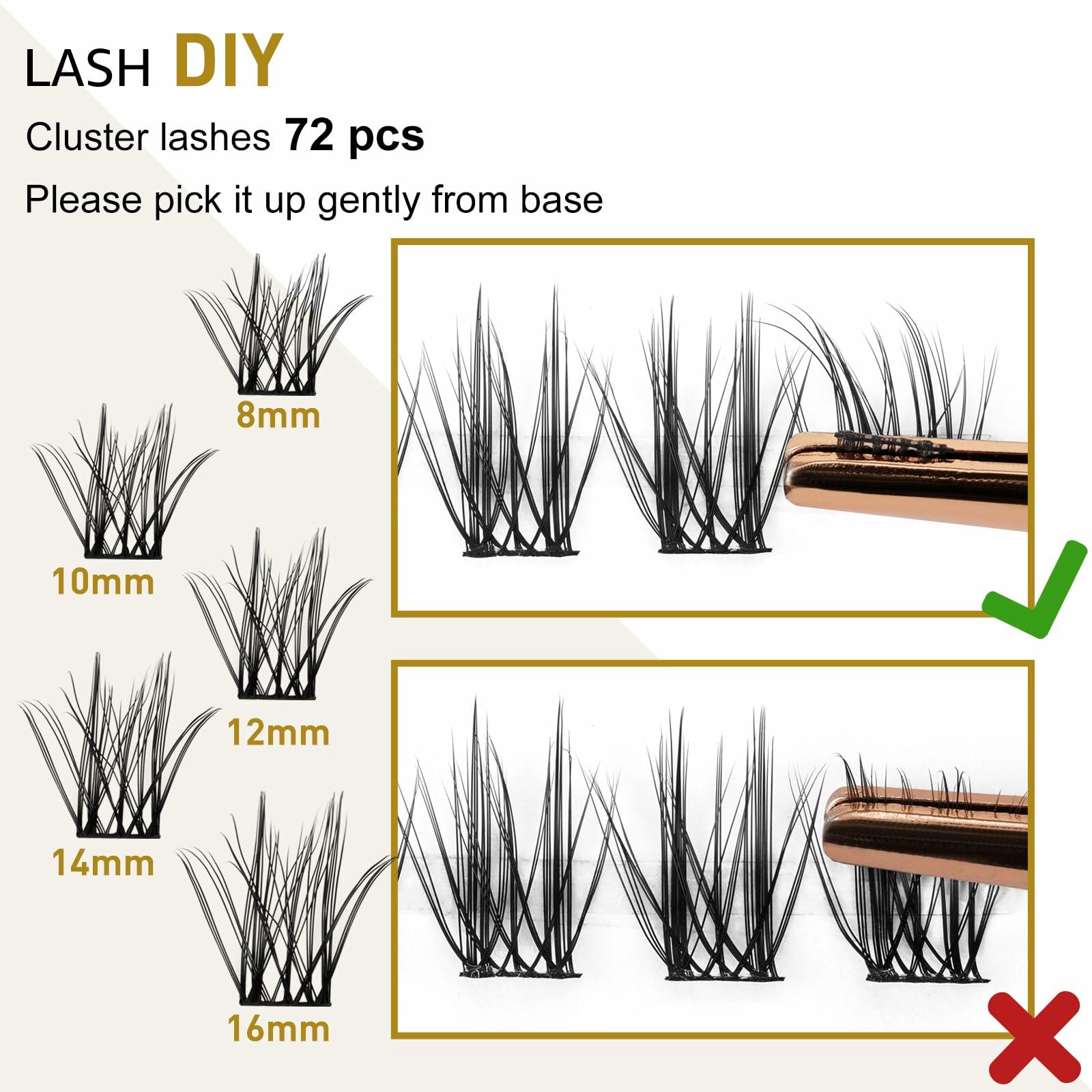 Lash Clusters B03 D Curl 18mm DIY Wispy Volume Eyelash Extensions 72pcs