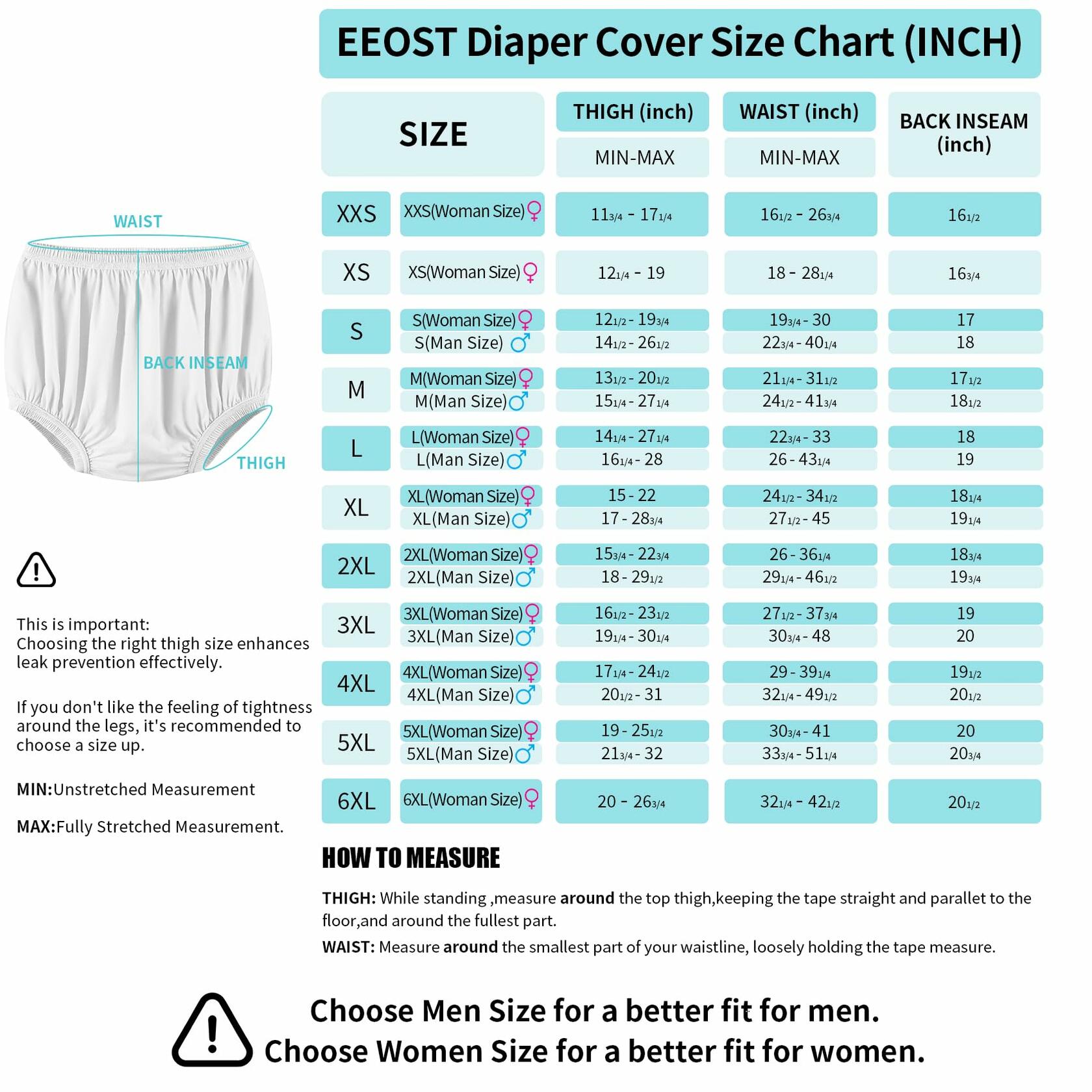 EEOST Women's Incontinence Diaper Plastic Pants Waterproof Cloth Cover White XXL