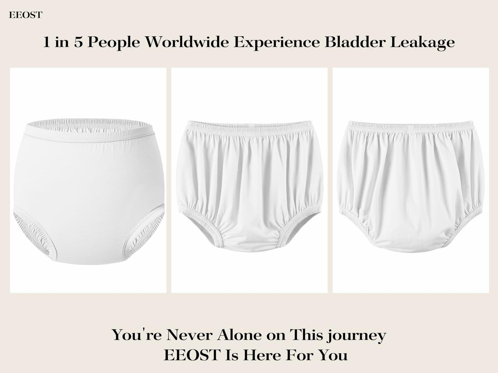 EEOST Women's Incontinence Diaper Plastic Pants Waterproof Cloth Cover White XXL