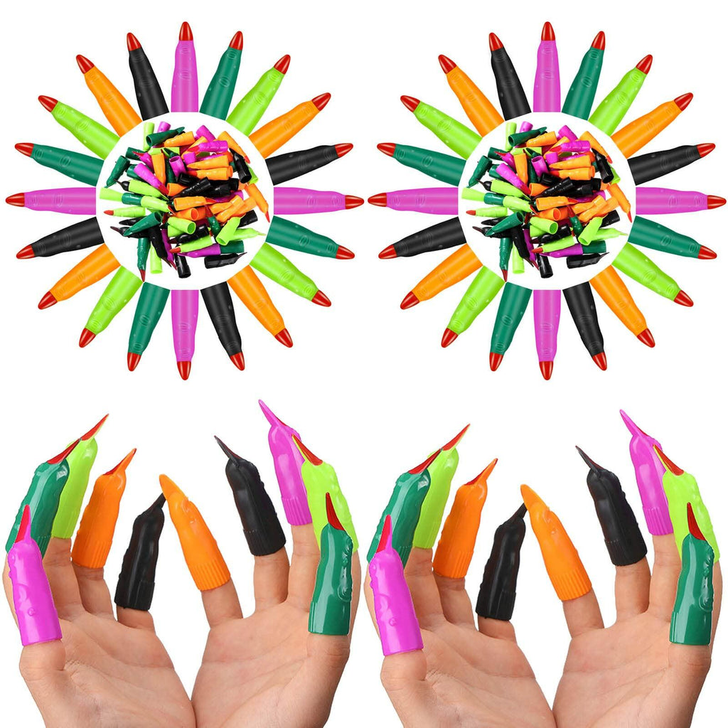 Sosation 150 Pcs Spooky Witch Fingers Fake Nails Black Halloween Gothic