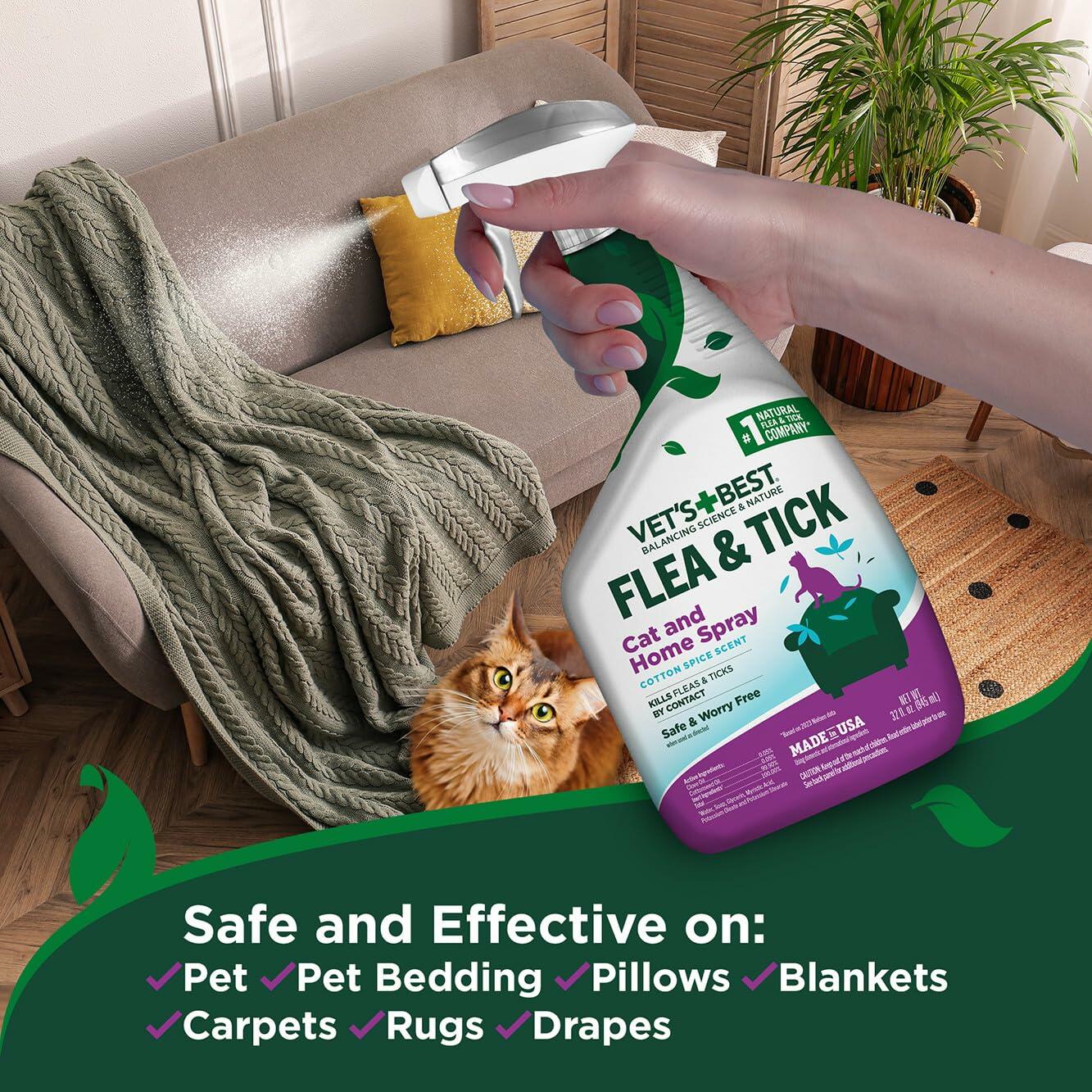 Vet's Best Flea & Tick Home Spray for Cats 32 oz Cotton Spice Scent