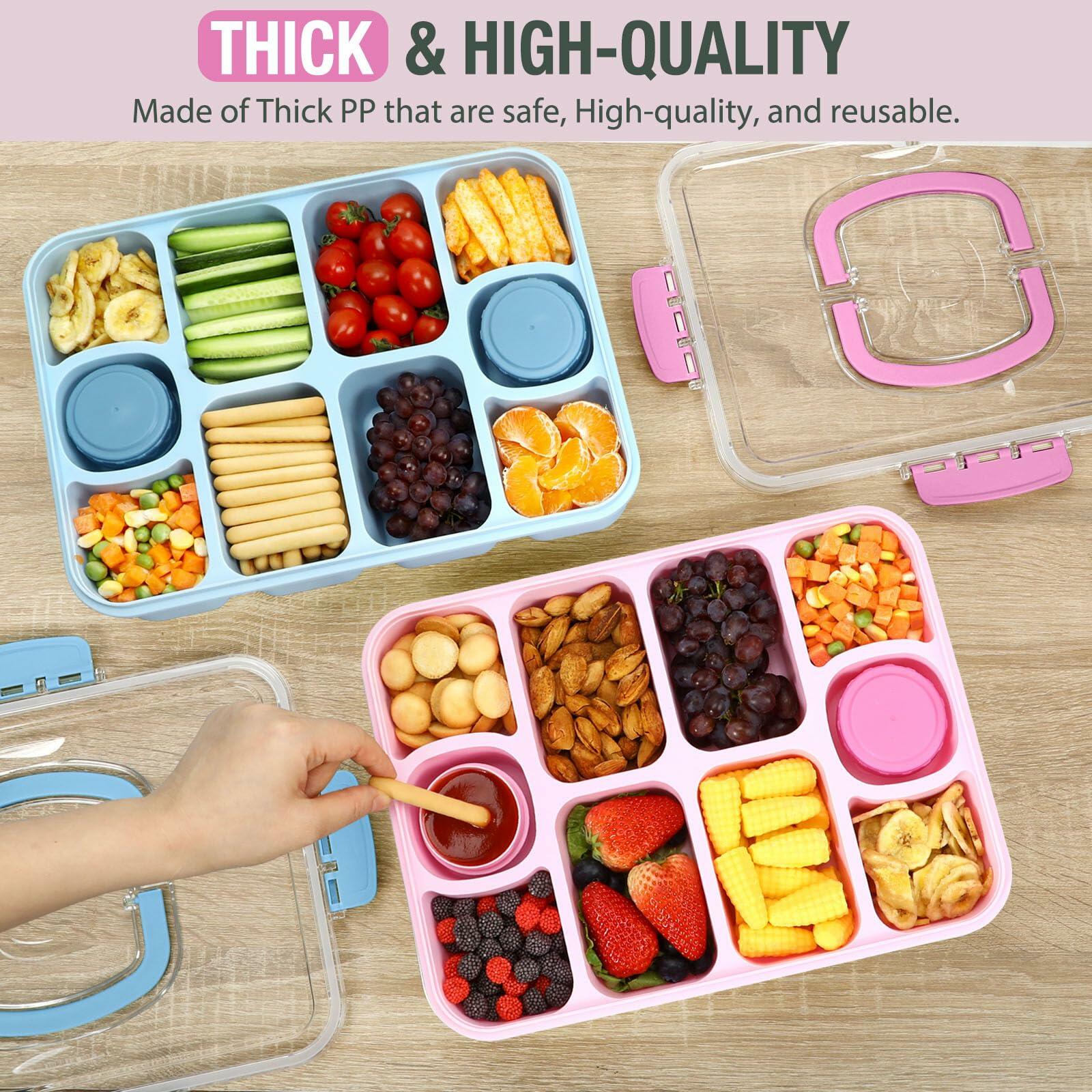 Caperci Snackle Box 10-Compartment Tray with Lid Handle Sky Blue BPA-Free