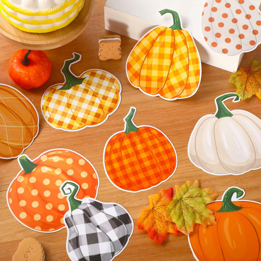Cholemy 90 Pcs Pumpkin Cutouts Thanksgiving Fall Colorful Paper Decor