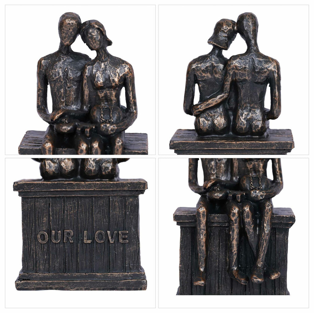 PUHOZN Iron Swing Couple Sculpture Wedding Love Statue Copper Classic Size