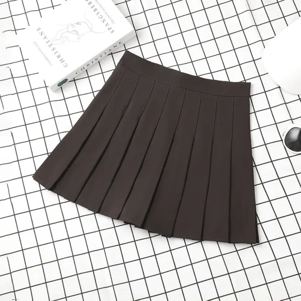 Harajuku Kawaii Fashion Korean Style Y2K Aesthetic Neutral Colors Pleated Tennis Skirt