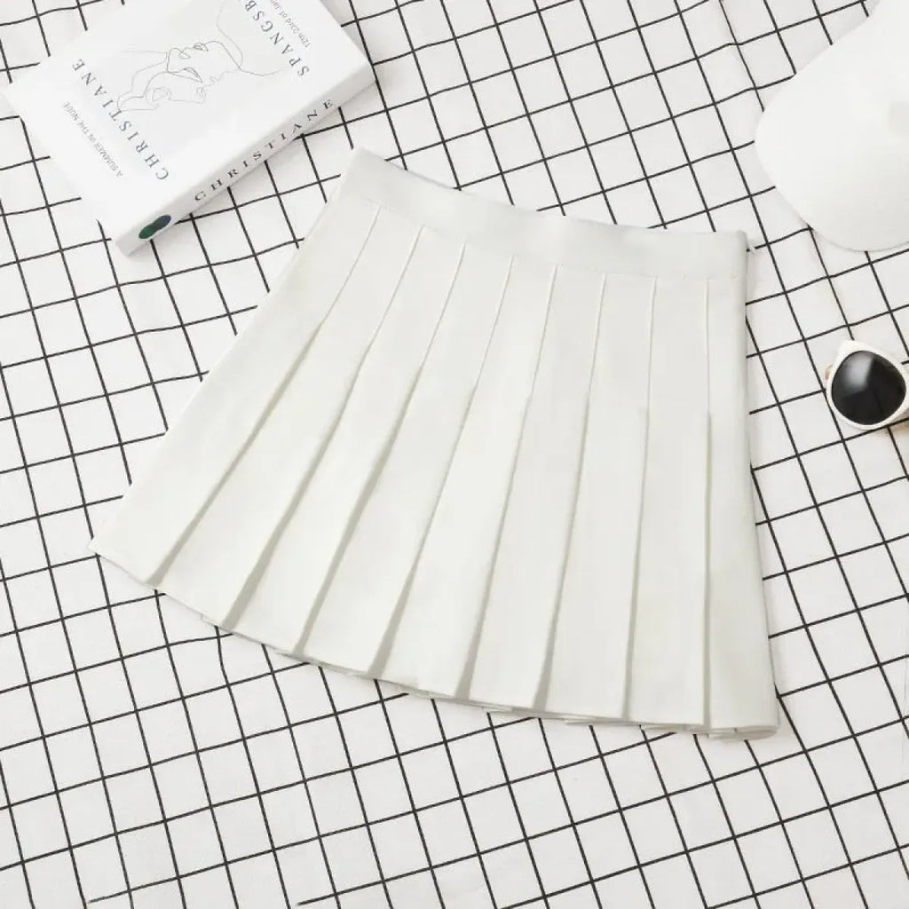 Harajuku Kawaii Fashion Korean Style Y2K Aesthetic Neutral Colors Pleated Tennis Skirt