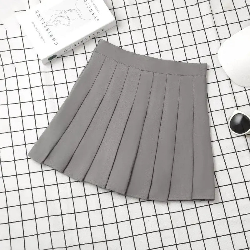 Harajuku Kawaii Fashion Korean Style Y2K Aesthetic Neutral Colors Pleated Tennis Skirt