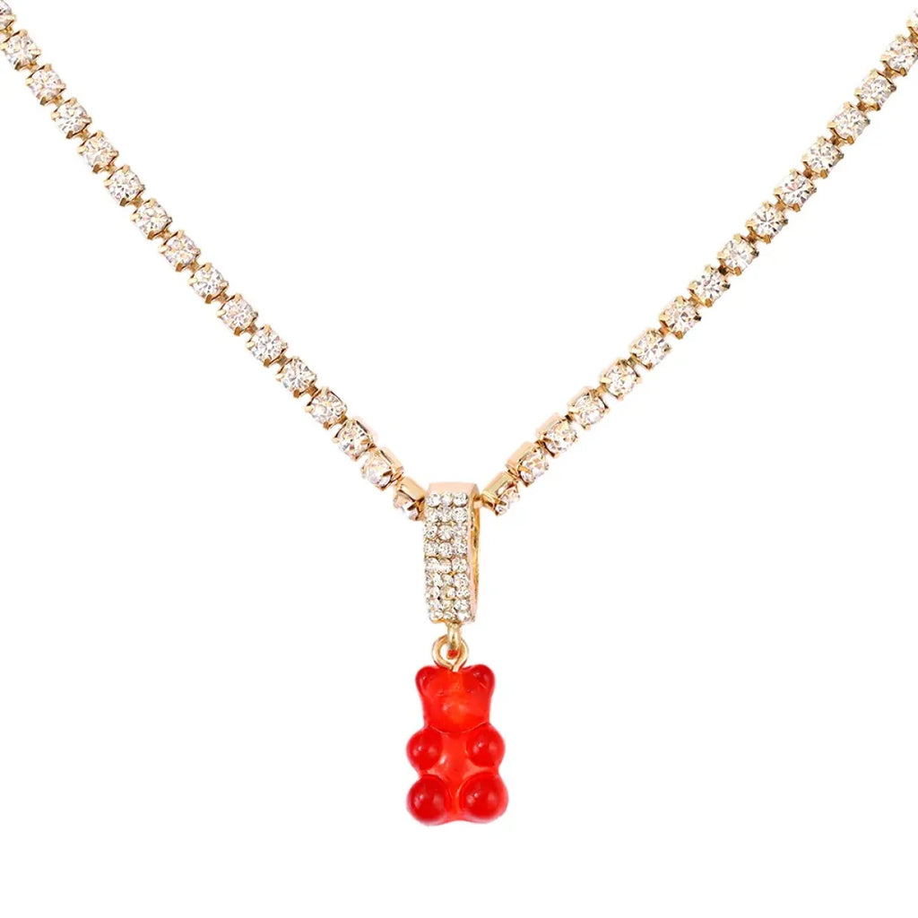 Punk Gummy Bear Crystal Choker - Colorful Metal Multi-layer Necklace