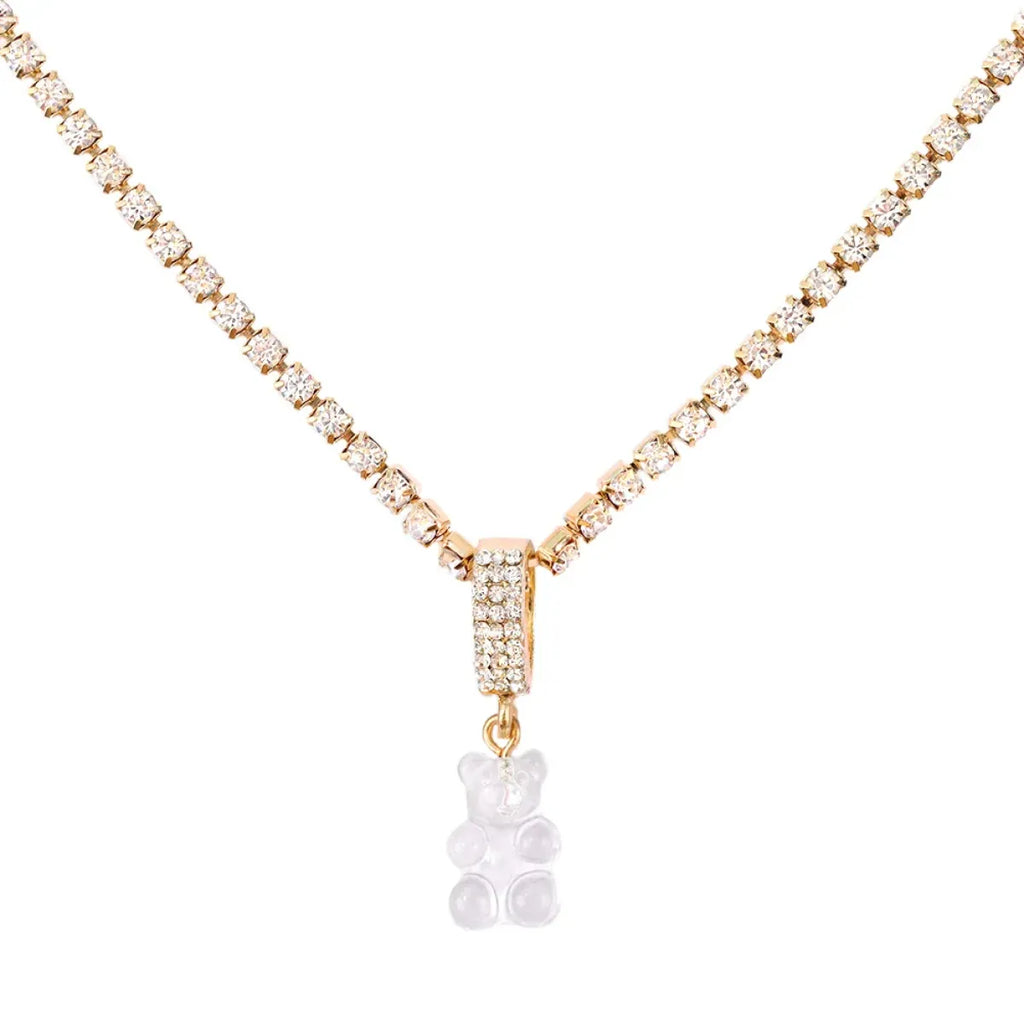 Punk Gummy Bear Crystal Choker - Colorful Metal Multi-layer Necklace