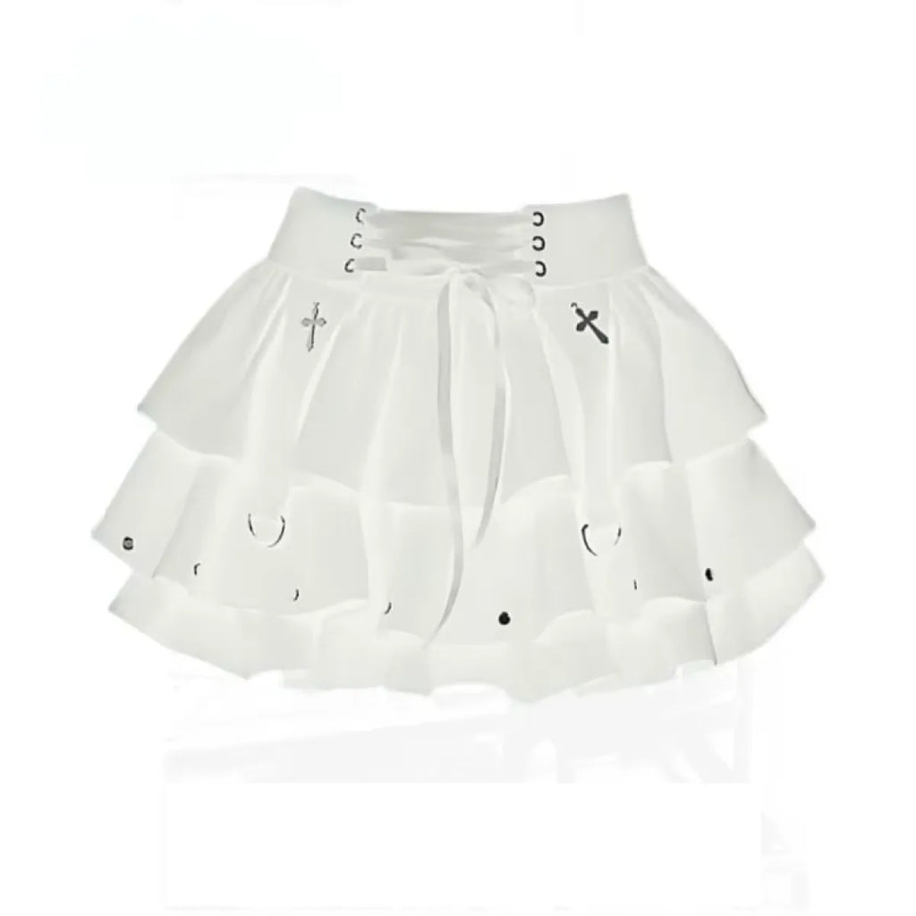 Gothic High-Waist Ruffle Mini Skirt – Y2K Harajuku E-Girl