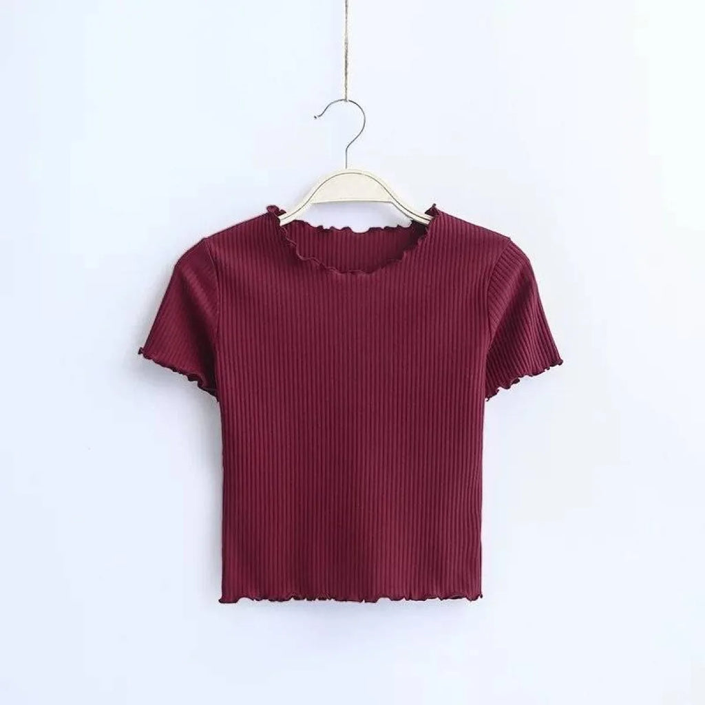 Ruffle Trim Crop Top